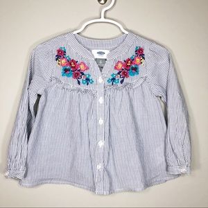 Old Navy Embroidered Ruffle Long Sleeve Top 2T